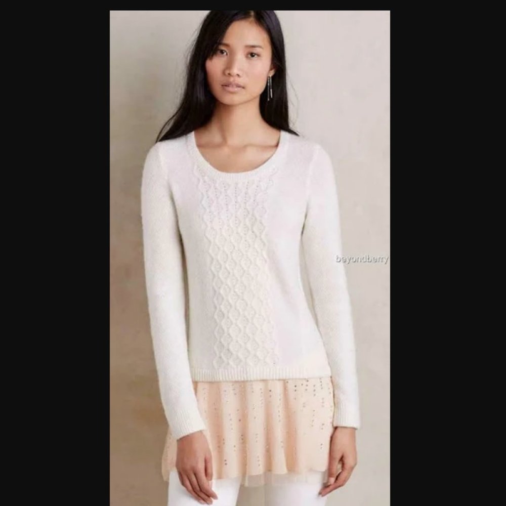 Rhinestone ALPACA+WOOL Ballerina Chiffon Sweater/Sweaterdress with Measurement M